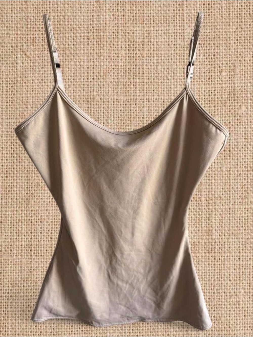 Neutral Beige Satin Spaghetti-Strap Camisole